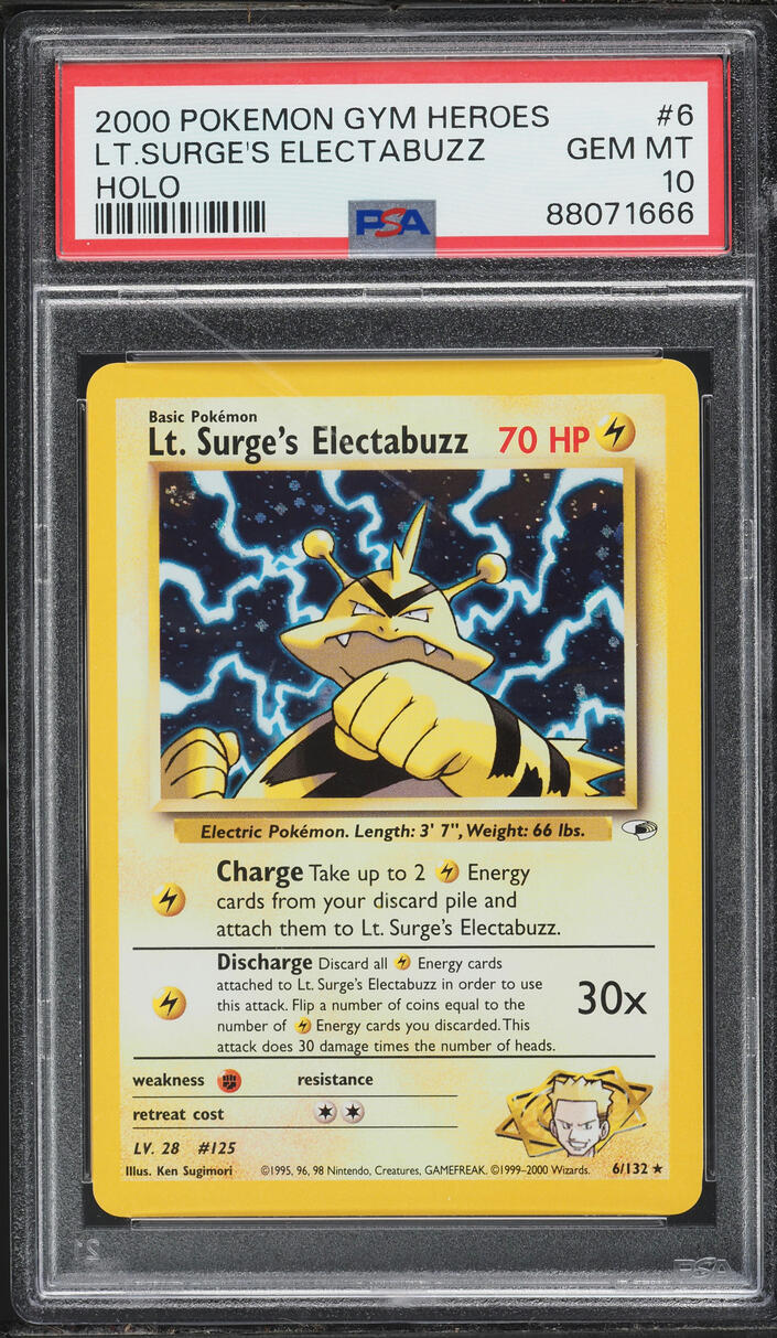2000 Pokemon Gym Heroes Holo Lt. Surge's Electabuzz #6 PSA 10 GEM MINT