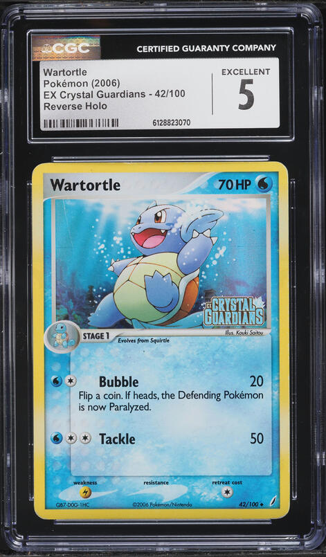 2006 Pokemon EX Crystal Guardians Reverse Holo Wartortle #42 CGC 5 EX