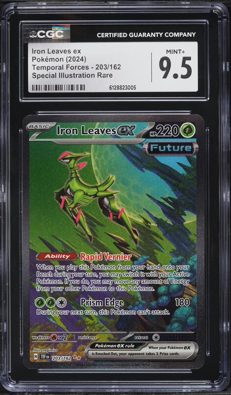2024 Pokemon Scarlet & Violet Temporal Forces SIR Iron Leaves ex #203 CGC 9.5 MINT+