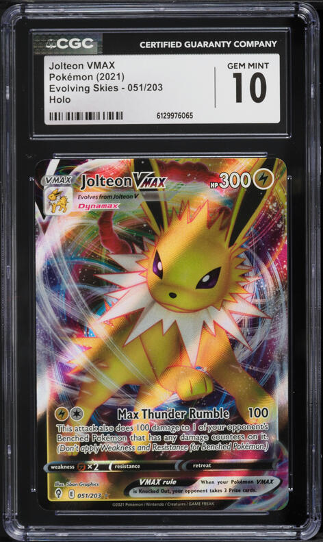 2021 Pokemon Sword & Shield Evolving Skies Full Art Jolteon VMAX #51 CGC 10 GEM MINT