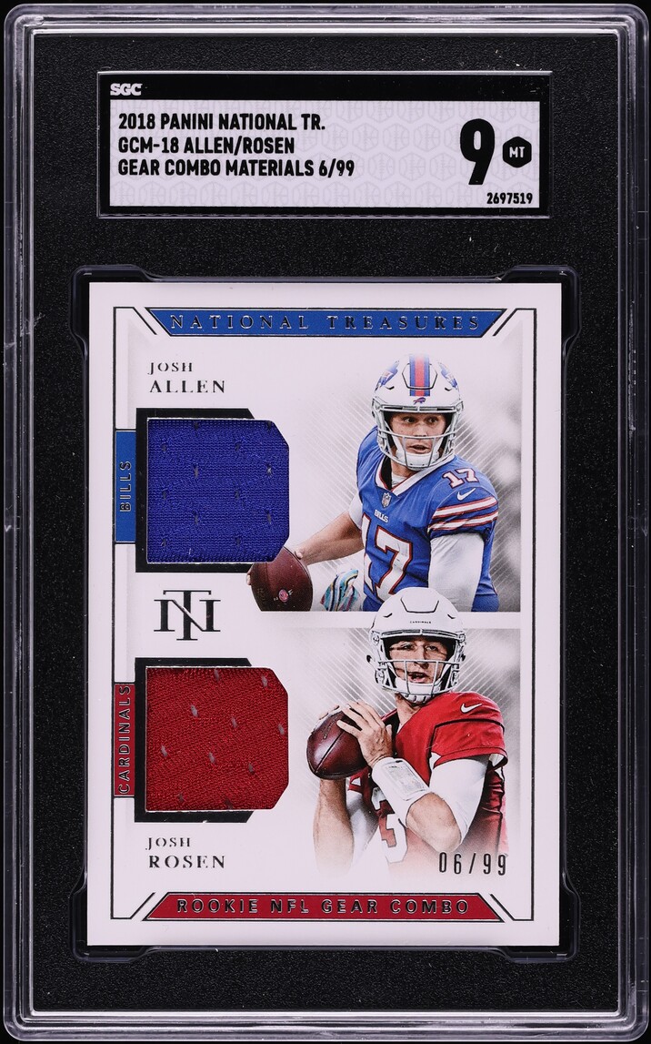 2018 National Treasures Gear Combo Materials Josh Allen & Josh Rosen RC PATCH /99 #GCM-18 SGC 9