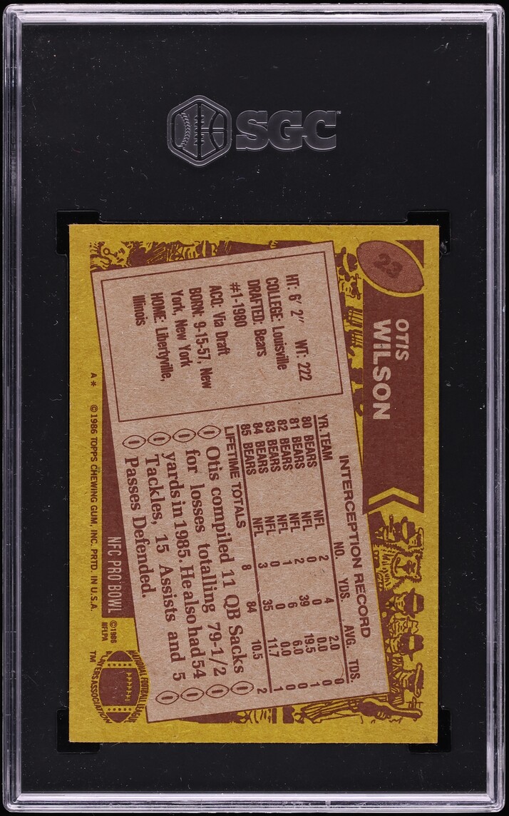 1986 Topps Football Otis Wilson #23 SGC 7 NRMT