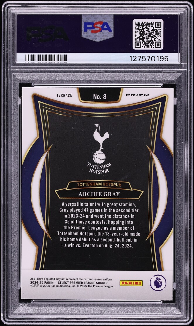 2024 Select Terrace Premier League White Sparkle Archie Gray ROOKIE #8 PSA 10 GEM MINT
