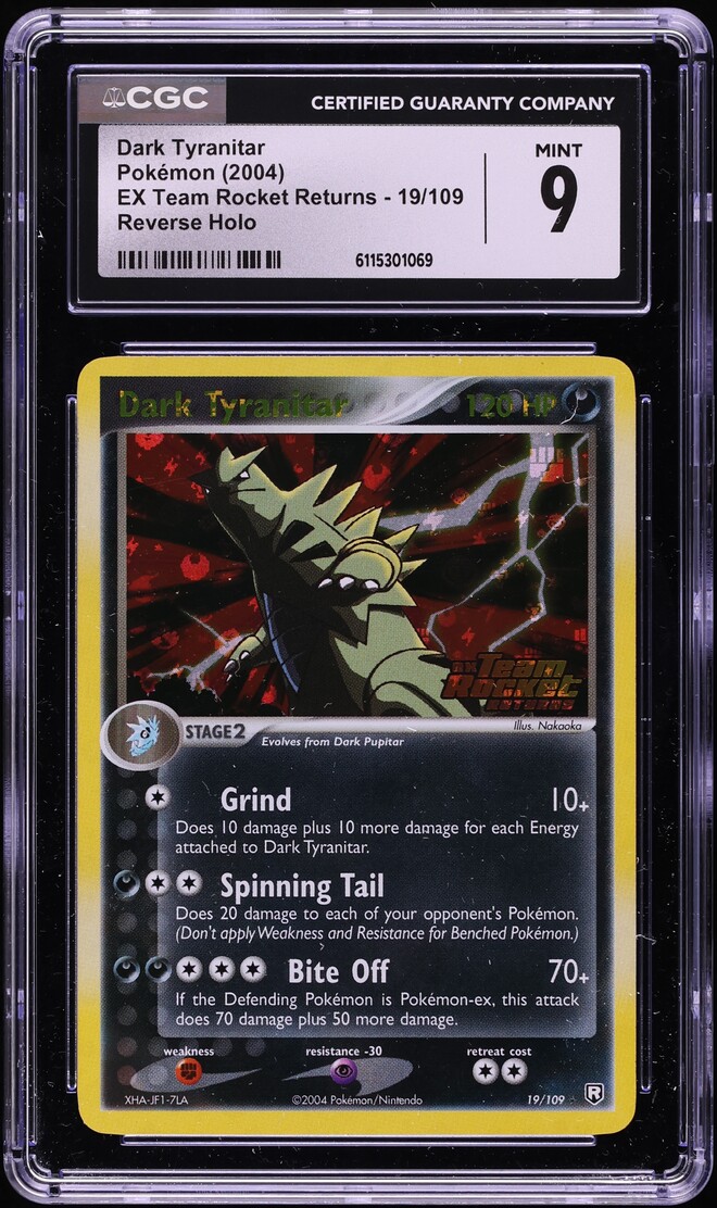 2004 Pokemon EX Team Rocket Returns Reverse Holo Dark Tyranitar #19 CGC 9 MINT
