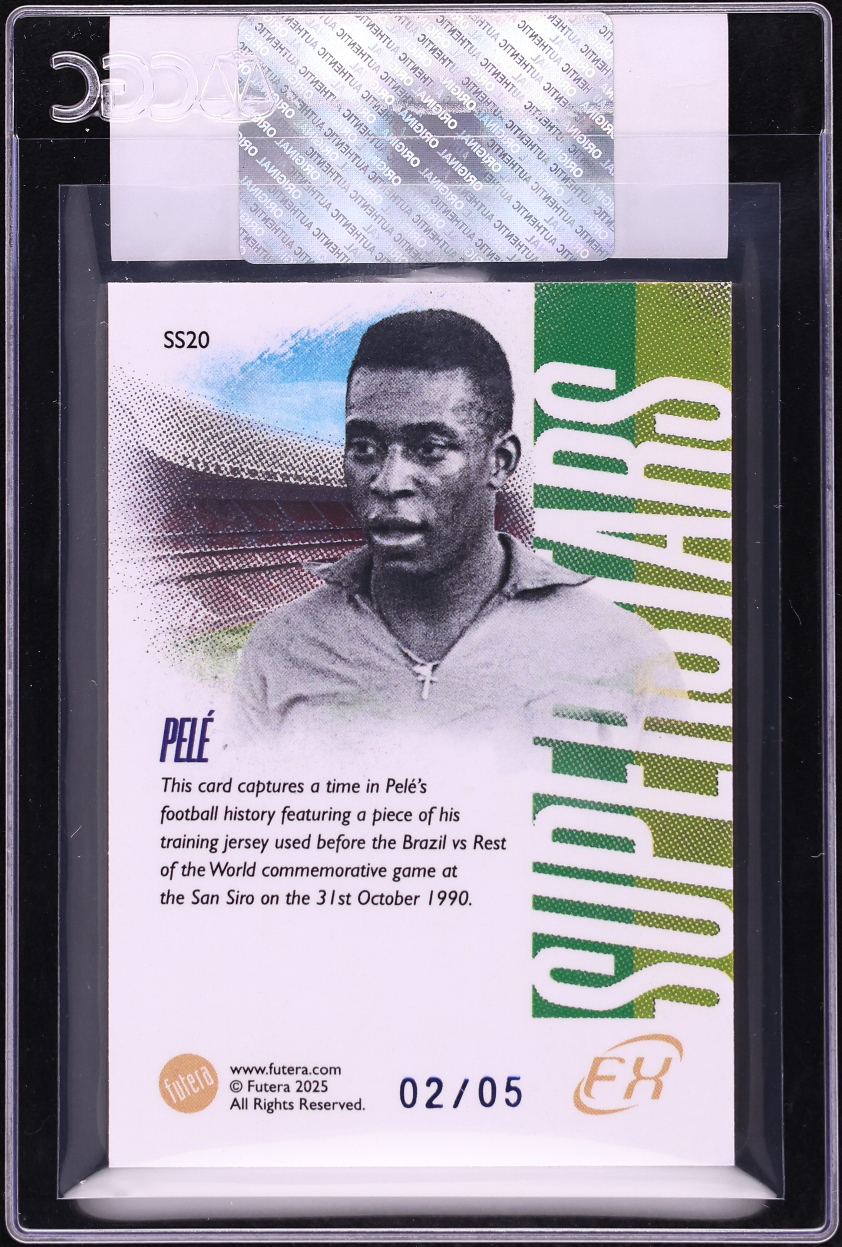 2025 Futera FX World Football Superstars Memorabilia Sapphire Pele