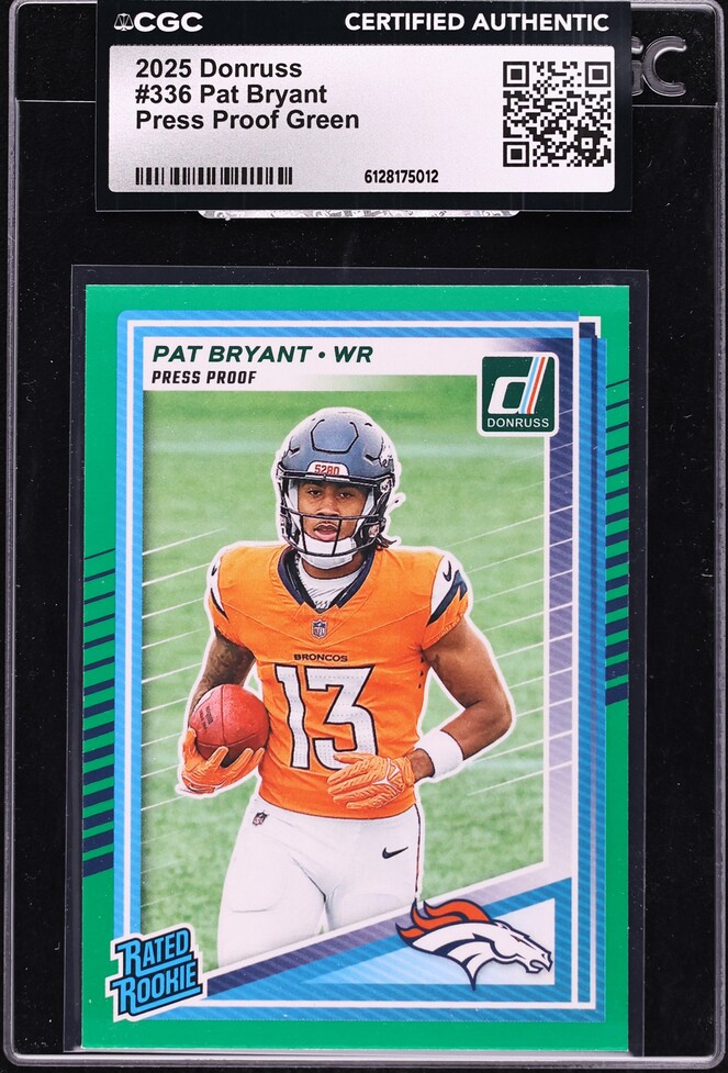 2025 Donruss Press Proof Green Pat Bryant ROOKIE #336 CGC AUTH