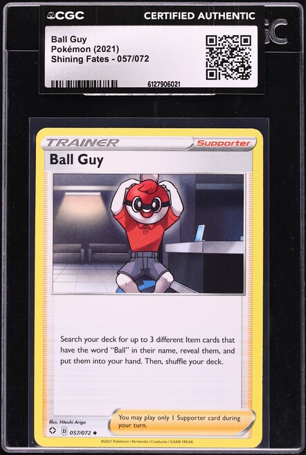 ball guy pokemon card 2021 Pokemon Shining Fates Ball Guy #057 CGC AUTH