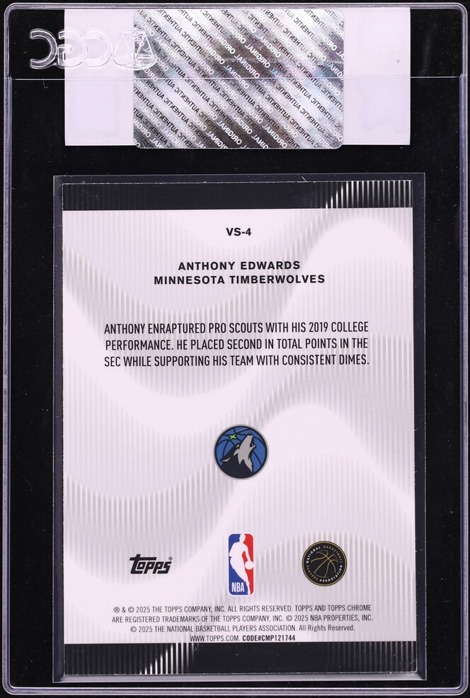 2025 Topps Chrome Voices Anthony Edwards #VS-4 CGC AUTH