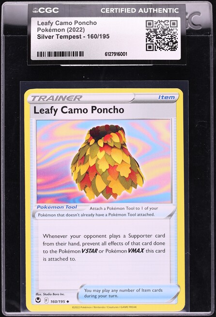 2022 Pokemon Silver Tempest Leafy Camo Poncho #160 CGC AUTH