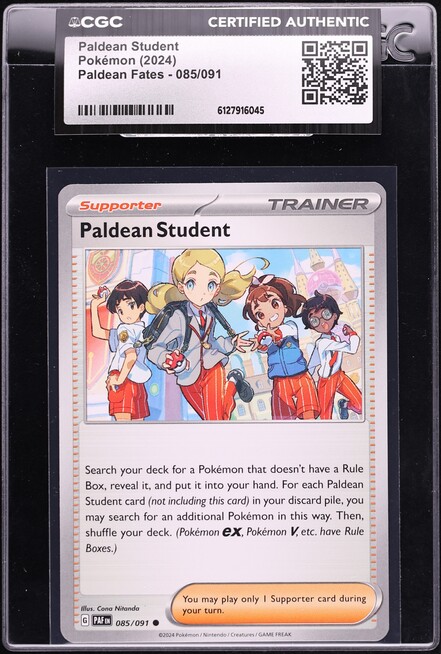 2024 Pokemon Scarlet & Violet Paldean Fates Paldean Student #085 CGC AUTH