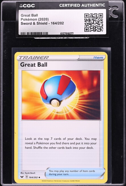 2020 Pokemon Sword & Shield Great Ball #164 CGC AUTH