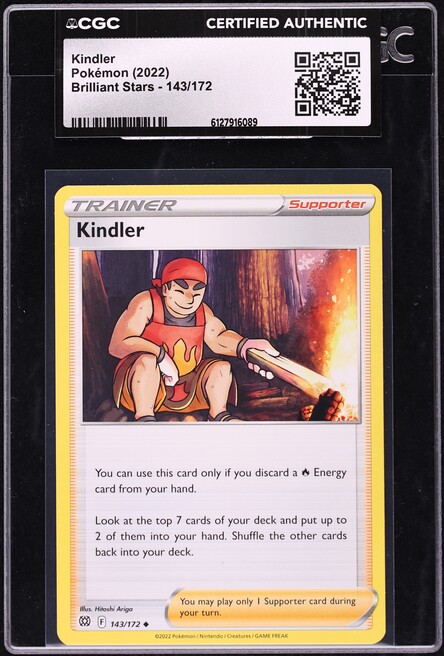 2022 Pokemon Brilliant Stars Kindler #143 CGC AUTH