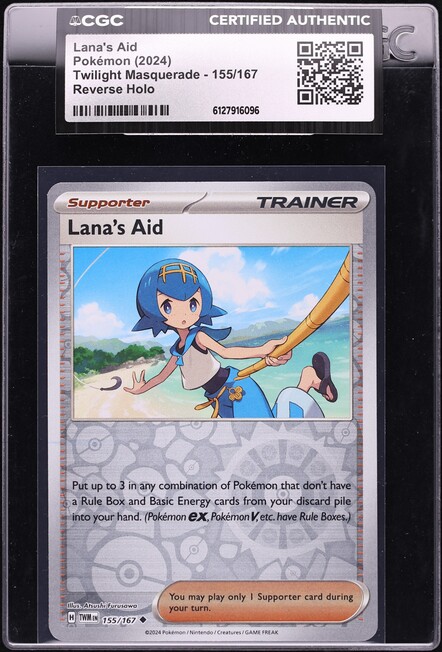 2024 Pokemon Twilight Masquerade Reverse Holo Lana's Aid #155 CGC AUTH