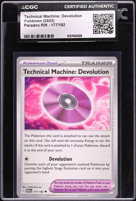 2023 Pokemon Scarlet & Violet Paradox Rift Technical Machine: Devolution #177 CGC AUTH