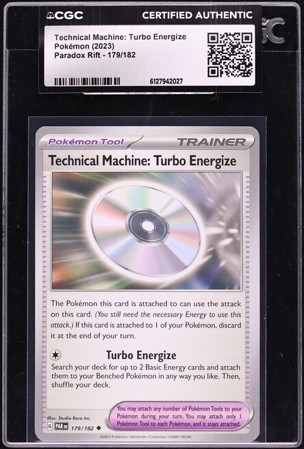 2023 Pokemon Scarlet & Violet Paradox Rift Technical Machine: Turbo Energize #179 CGC AUTH