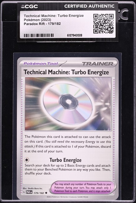 2023 Pokemon Scarlet & Violet Paradox Rift Technical Machine: Turbo Energize #179 CGC AUTH