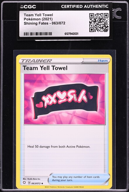 2021 Pokemon Sword & Shield Shining Fates Team Yell Towel #063 CGC AUTH