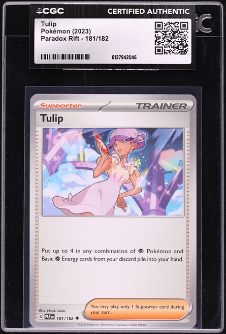 2023 Pokemon Scarlet & Violet Paradox Rift Tulip #181 CGC AUTH