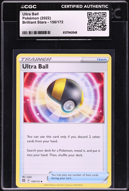 2022 Pokemon Sword & Shield Brilliant Stars Ultra Ball #150 CGC AUTH