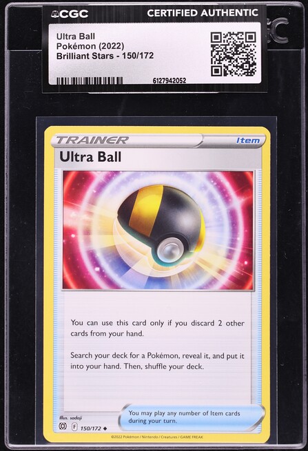 2022 Pokemon Sword & Shield Brilliant Stars Ultra Ball #150 CGC AUTH