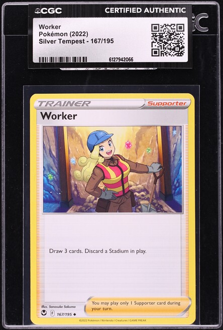 2022 Pokemon Sword & Shield Silver Tempest Worker #167 CGC AUTH