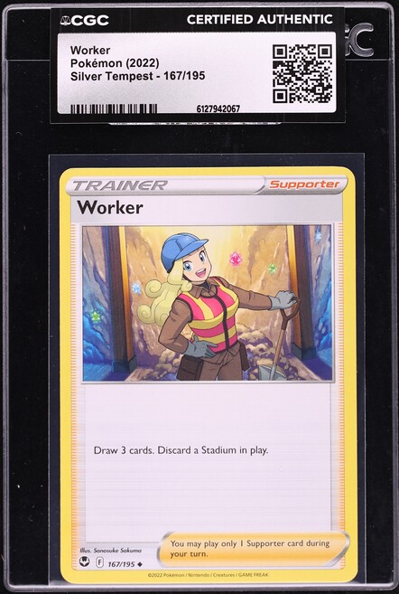 2022 Pokemon Sword & Shield Silver Tempest Worker #167 CGC AUTH