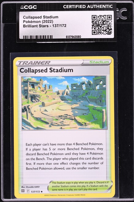 2022 Pokemon Sword & Shield Brilliant Stars Collapsed Stadium #137 CGC AUTH