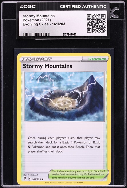 2021 Pokemon Sword & Shield Evolving Skies Stormy Mountains #161 CGC AUTH