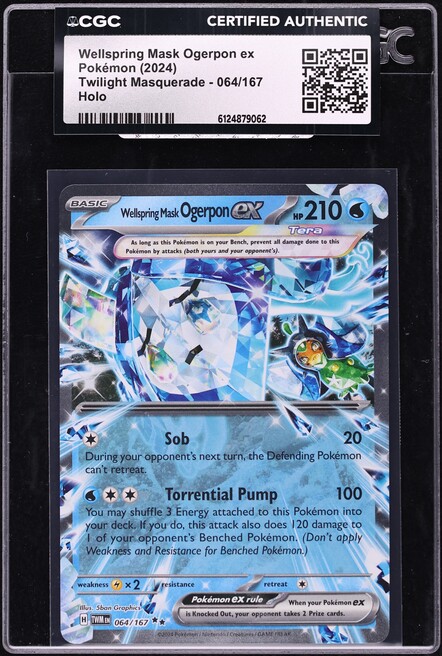 2024 Pokemon Scarlet & Violet Twilight Masquerade Holo Wellspring Mask Ogerpon ex #64 CGC AUTH