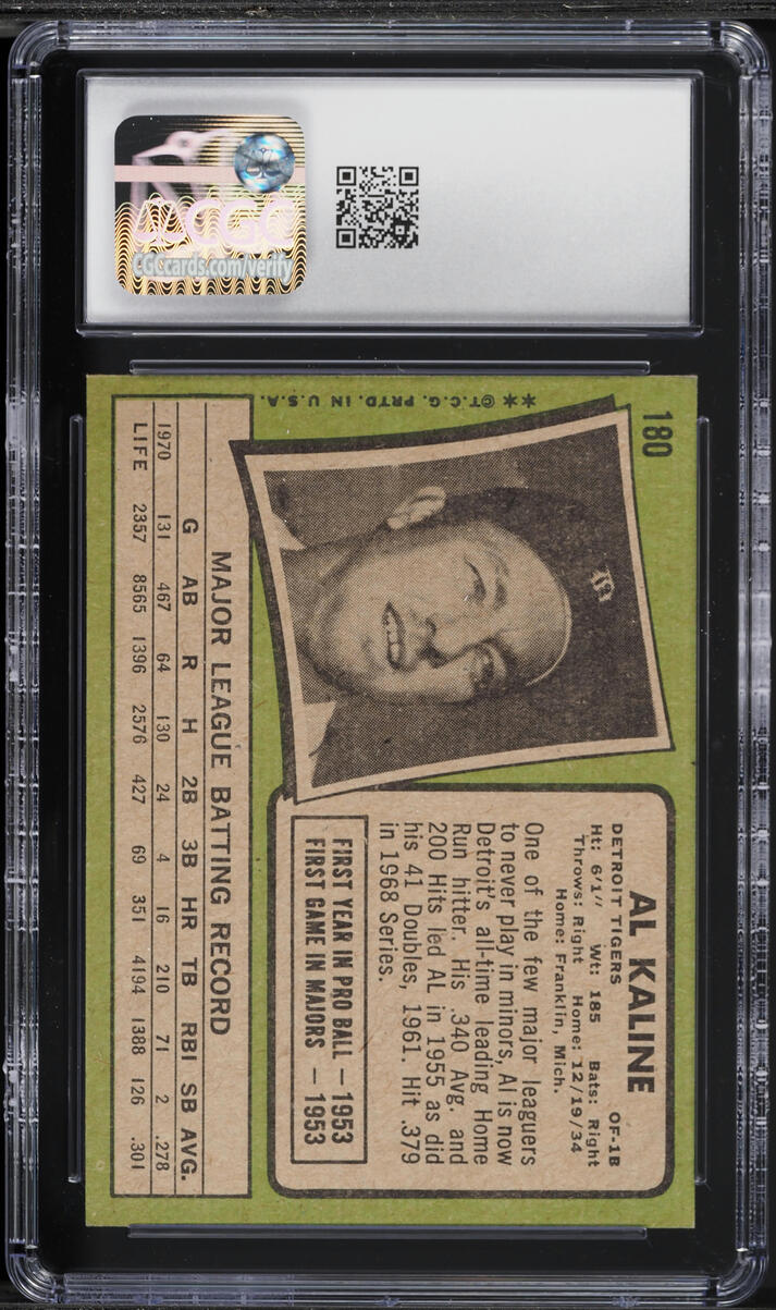 1971 Topps Al Kaline #180 CGC 6 EXMT