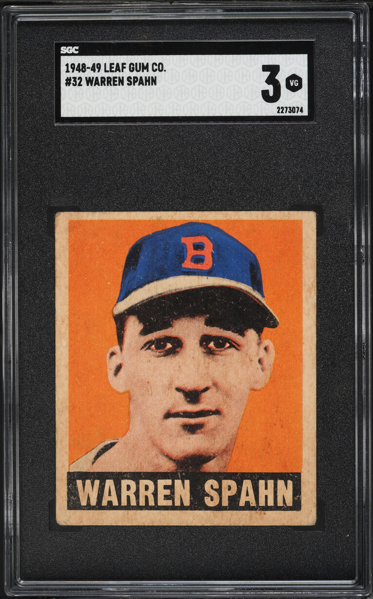 1948 Leaf Warren Spahn ROOKIE #32 SGC 3 VG