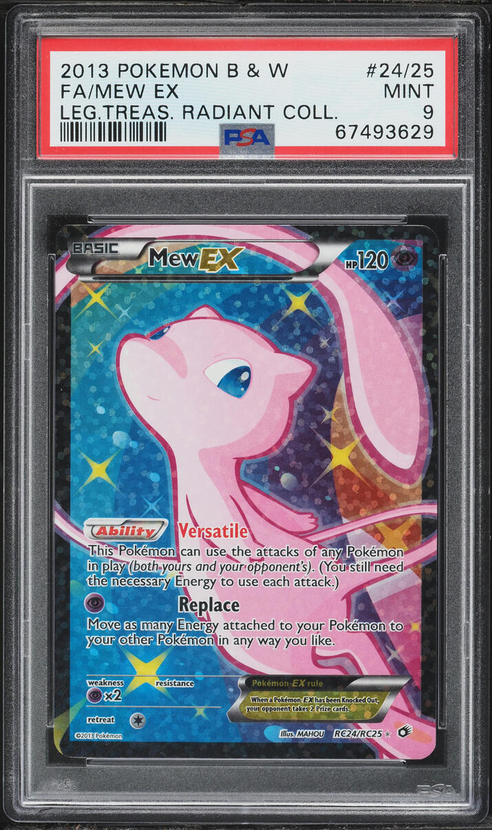 2013 Pokemon Black & White Legendary Treasures Radiant Full Art Mew EX #RC24 PSA 9 MINT