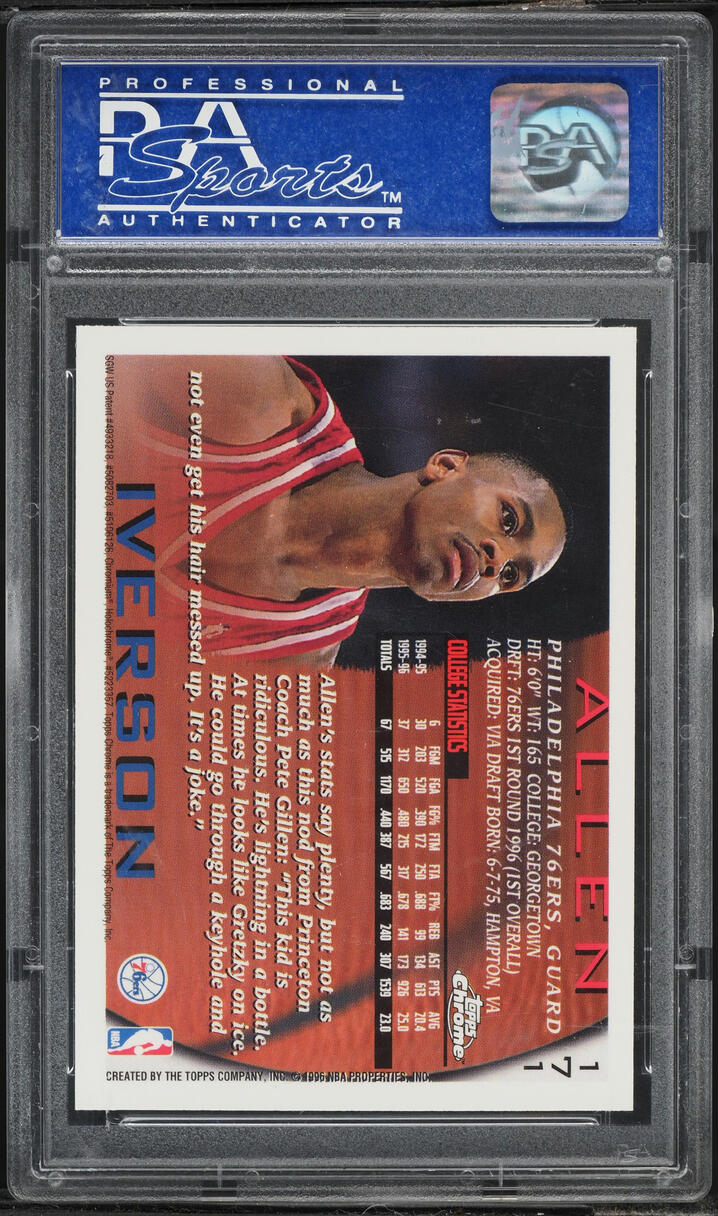 1996 Topps Chrome Allen Iverson ROOKIE #171 PSA 10 GEM MINT