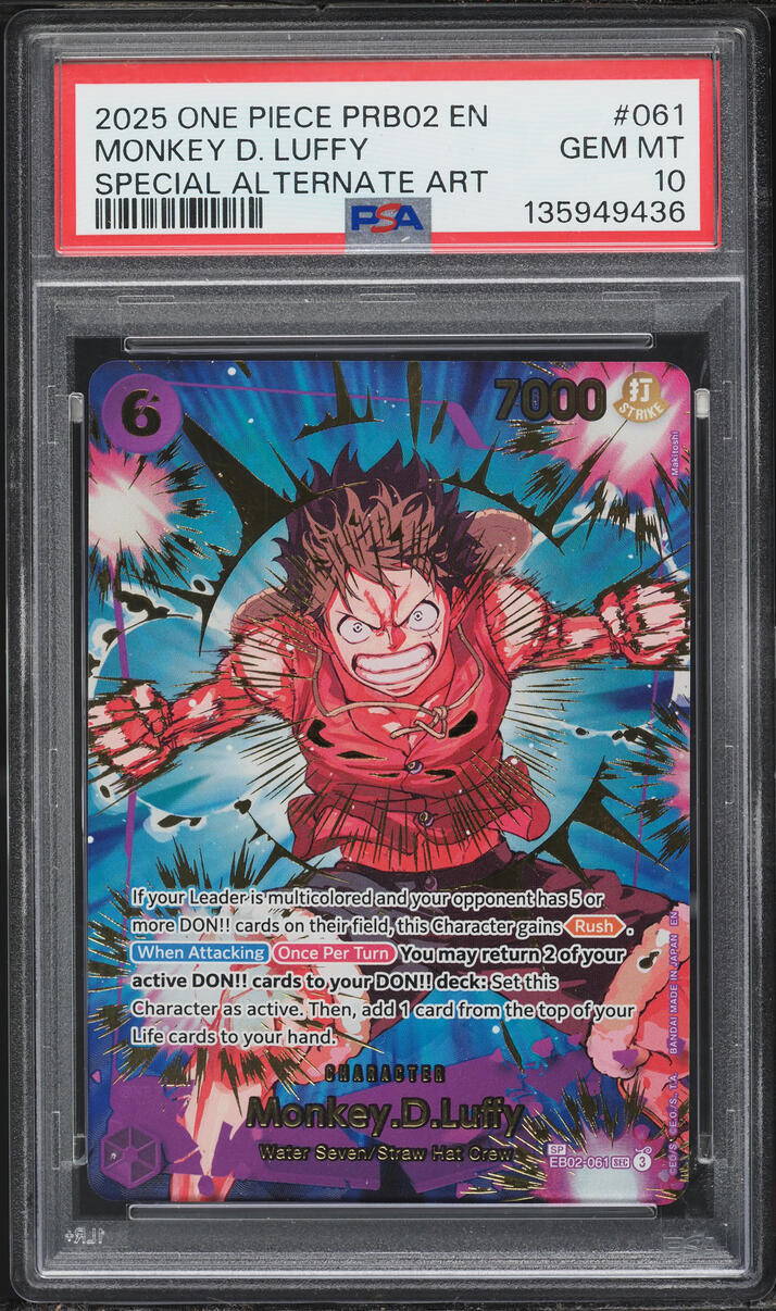 2025 One Piece Premium Booster The Best Special Alt Art Monkey D. Luffy #EB02-061 PSA 10 GEM