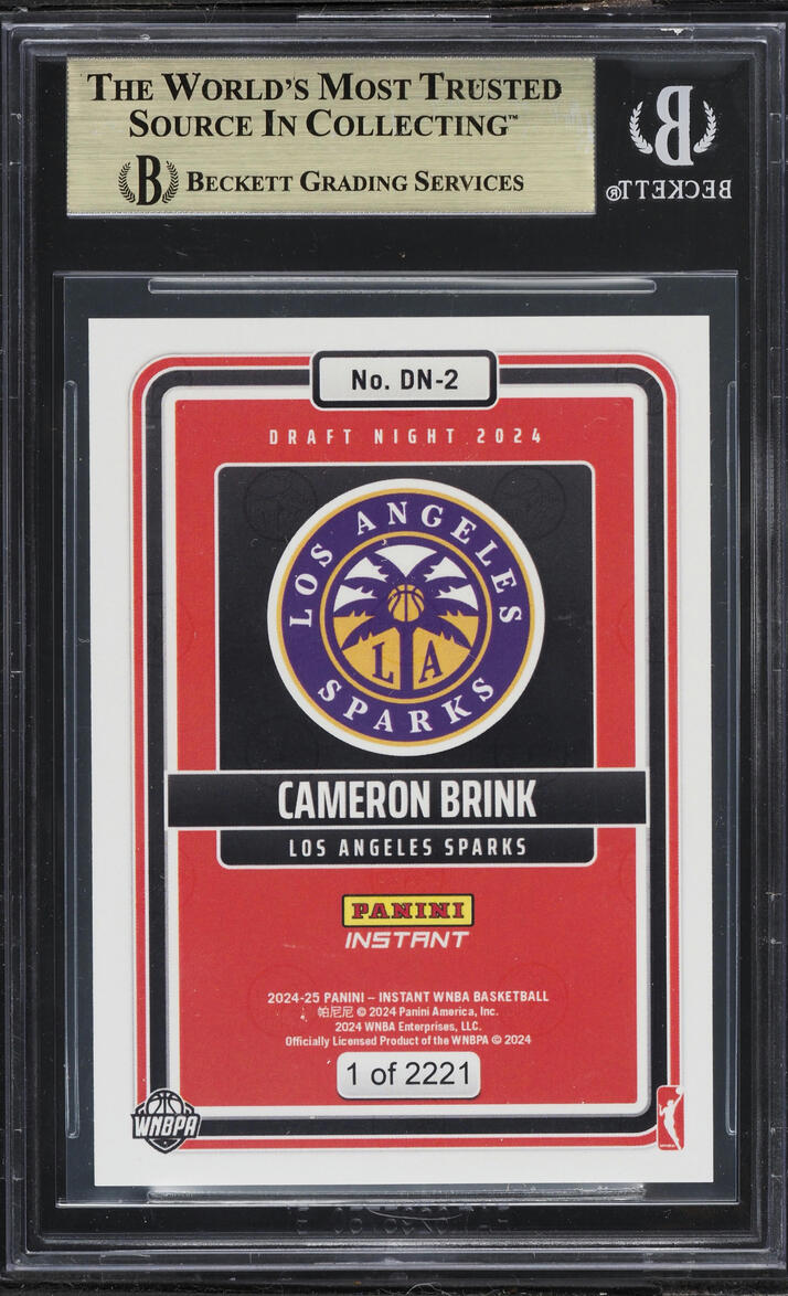 2024 Panini Instant WNBA Draft Night Cameron Brink ROOKIE /2221 #DN2 BGS 9.5 GEM MINT