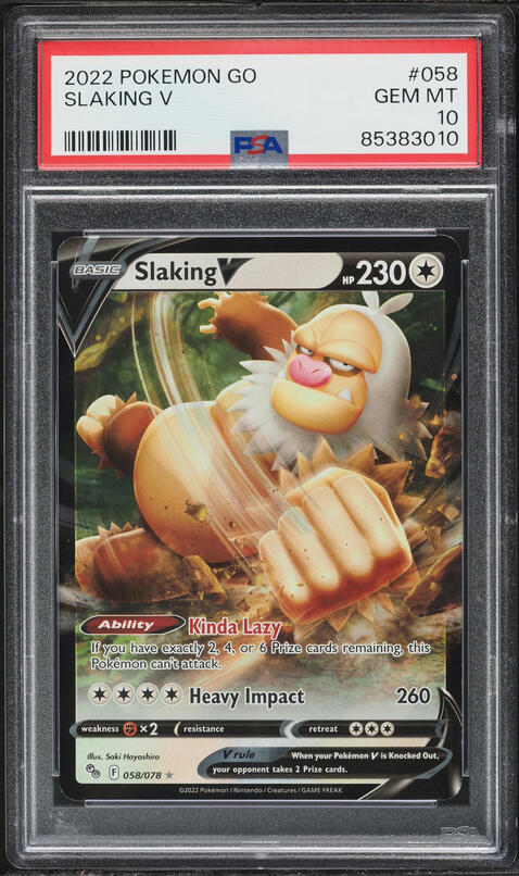 2022 Pokemon Sword & Shield Pokemon GO Slaking V #58 PSA 10 GEM MINT