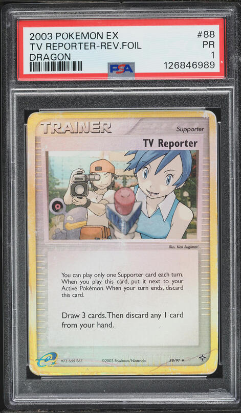2003 Pokemon EX Dragon Reverse Holo TV Reporter #88 PSA 1 PR