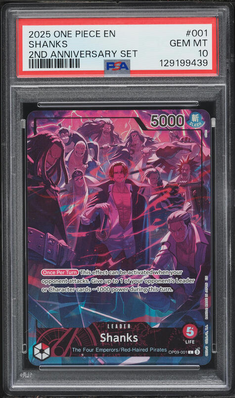 2025 One Piece 2nd Anniversary Set Leader Shanks #OP09-001 PSA 10