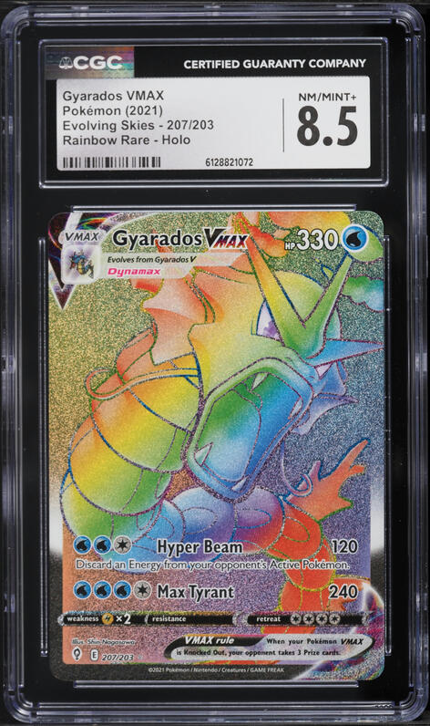 2021 Pokemon Sword & Shield Evolving Skies Rainbow Rare Gyarados VMAX #207 CGC 8.5 NM-MT+