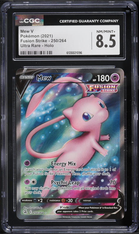 2021 Pokemon Sword & Shield Fusion Strike Full Art Mew V #250 CGC 8.5 NM-MT+