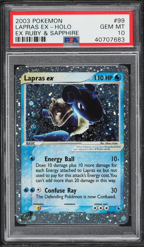2003 Pokemon EX Ruby & Sapphire Holo Lapras EX #99 PSA 9 MINT on Fanatics Collect 2003 Pokemon EX Ruby & Sapphire Holo Lapras EX #99 PSA 9 MINT on Fanatics Collect