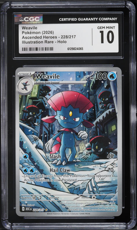 2026 Pokemon Ascended Heroes IR Holo Weavile #228 CGC 10 GEM MINT