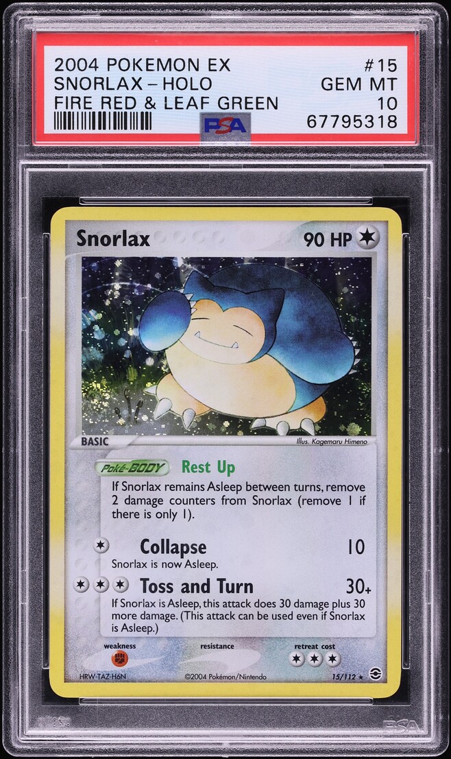 2004 Pokemon EX Fire Red Leaf Green Holo Snorlax #15 PSA 10 GEM MINT