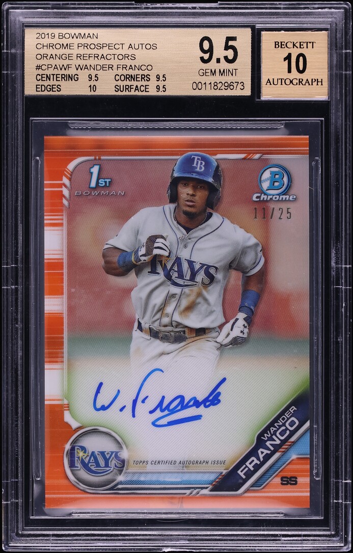 2019 Bowman Chrome Orange Refractor Wander Franco PROSPECT AUTO /25 #CPA-WF BGS 9.5 GEM MINT