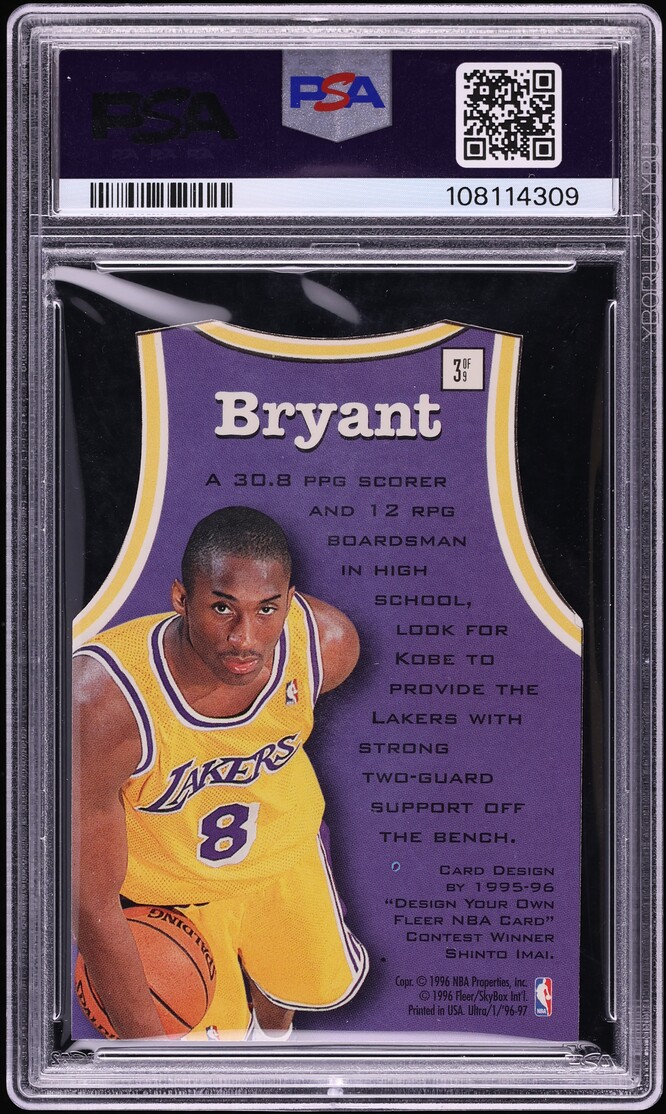 1996 Ultra Fresh Faces Die-Cut Kobe Bryant ROOKIE #3 PSA 10 GEM MINT