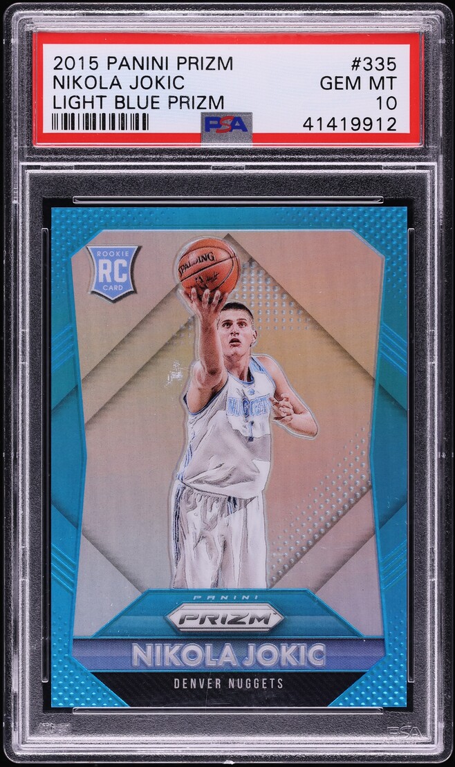 2015 Panini Prizm Light Blue Nikola Jokic ROOKIE /199 #335 PSA 10 GEM MINT