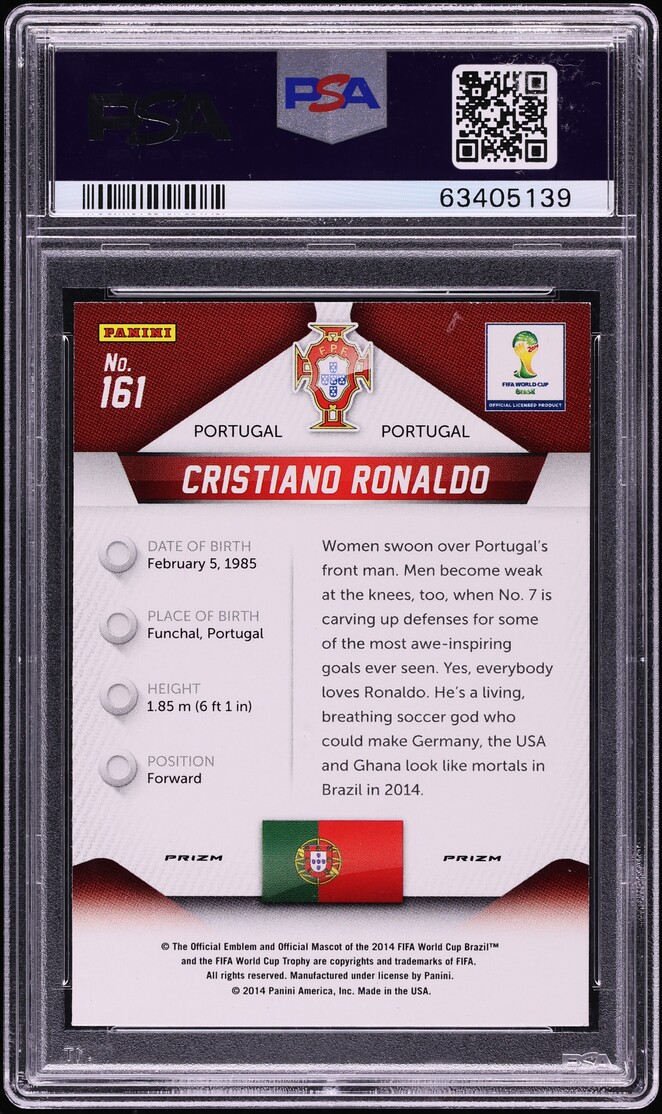 2014 Panini Prizm World Cup Silver Cristiano Ronaldo #161 PSA 9 MINT