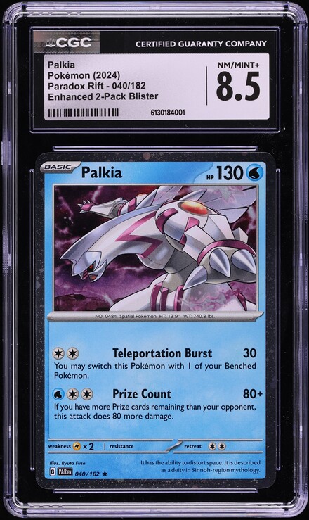 2024 Pokemon SV Paradox Rift Enhanced 2-Pack Blister Palkia #040 CGC 8.5 NM-MT+