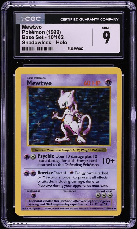 1999 Pokemon Base Set Shadowless 1st Edition Holo Mewtwo #10 BGS 9.5 GEM  MINT on Fanatics Collect