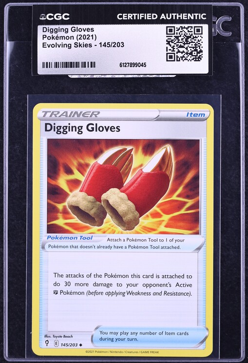 2021 Pokemon Sword & Shield Evolving Skies Digging Gloves #145 CGC AUTH
